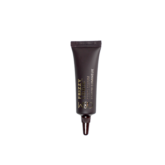 Black tube of Frizzy Lumineux hair serum on a white background